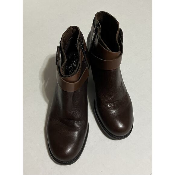 Womens Brighton Gaucho Leather Ankle Boots Block Heel Side Zip Brown 6.5 M - Picture 3 of 12